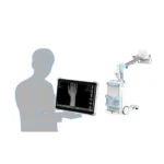 Technik z tabletem i obrazem RTG dłoni przy aparacie GMM MAC Revolution